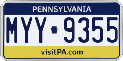PA license plate MYY9355