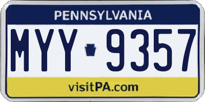 PA license plate MYY9357