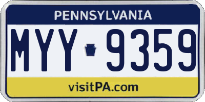 PA license plate MYY9359