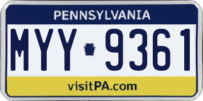 PA license plate MYY9361