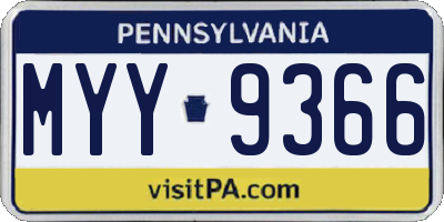 PA license plate MYY9366