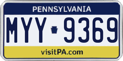 PA license plate MYY9369
