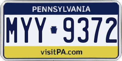 PA license plate MYY9372