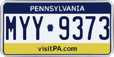 PA license plate MYY9373
