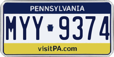 PA license plate MYY9374