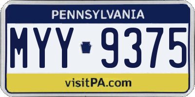 PA license plate MYY9375