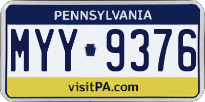 PA license plate MYY9376