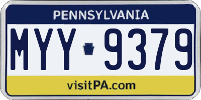 PA license plate MYY9379