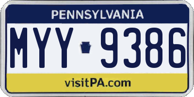 PA license plate MYY9386