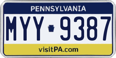 PA license plate MYY9387