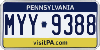 PA license plate MYY9388