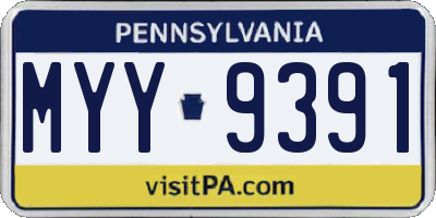 PA license plate MYY9391