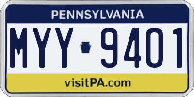 PA license plate MYY9401