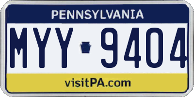 PA license plate MYY9404