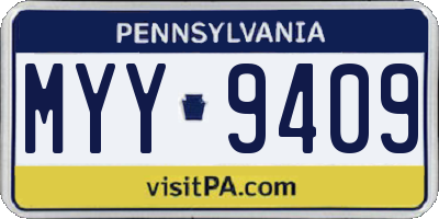 PA license plate MYY9409