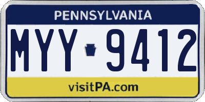 PA license plate MYY9412