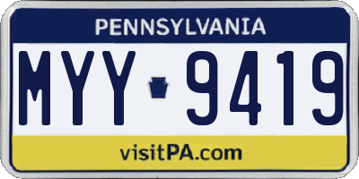 PA license plate MYY9419