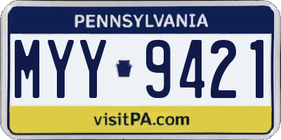 PA license plate MYY9421
