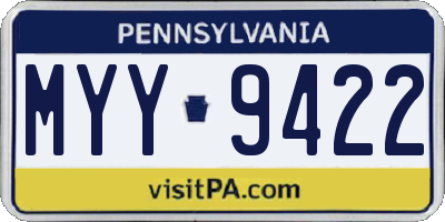 PA license plate MYY9422