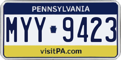 PA license plate MYY9423