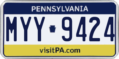 PA license plate MYY9424