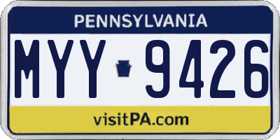 PA license plate MYY9426