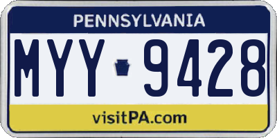 PA license plate MYY9428