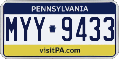 PA license plate MYY9433