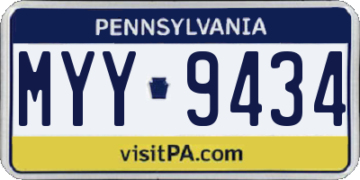 PA license plate MYY9434