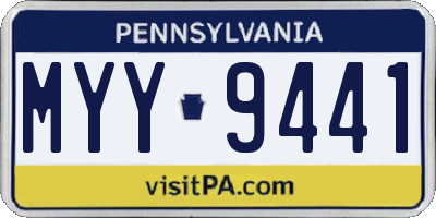 PA license plate MYY9441