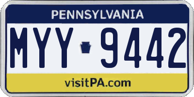 PA license plate MYY9442