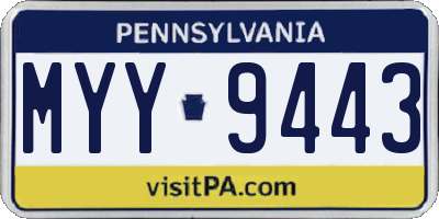 PA license plate MYY9443