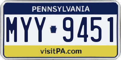 PA license plate MYY9451