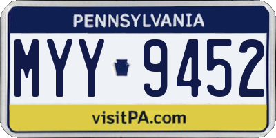 PA license plate MYY9452