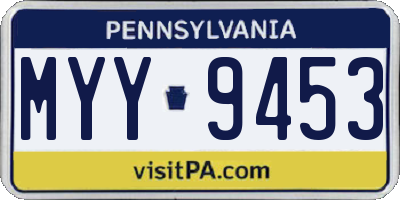 PA license plate MYY9453