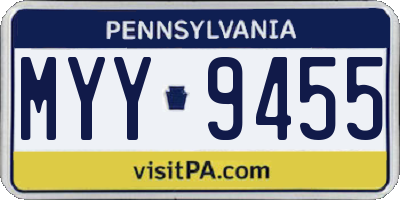 PA license plate MYY9455