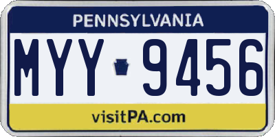 PA license plate MYY9456