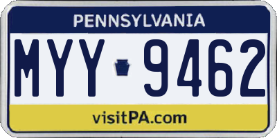 PA license plate MYY9462