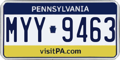 PA license plate MYY9463