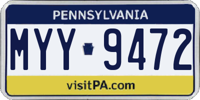 PA license plate MYY9472
