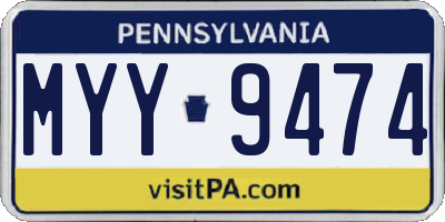 PA license plate MYY9474
