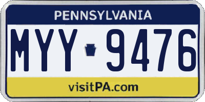 PA license plate MYY9476