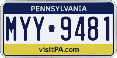 PA license plate MYY9481