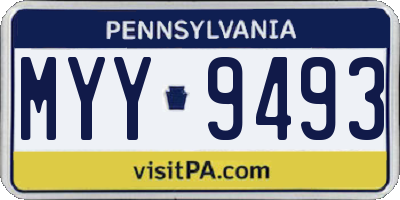 PA license plate MYY9493