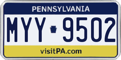 PA license plate MYY9502