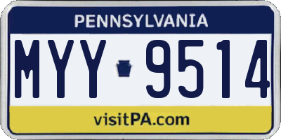 PA license plate MYY9514