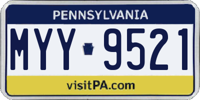PA license plate MYY9521