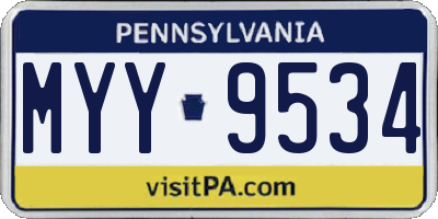 PA license plate MYY9534