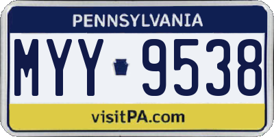 PA license plate MYY9538