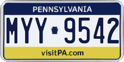 PA license plate MYY9542
